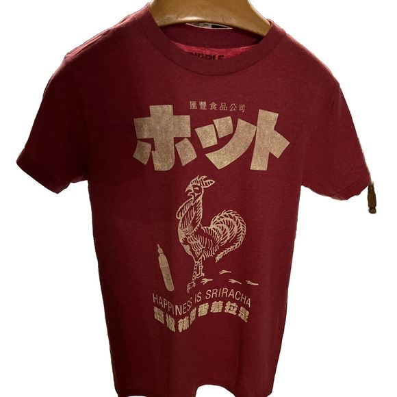 Vintage Graphic Tee Sz S Red Ripple Junction Sriracha Rooster Cotton Polyester - Picture 2 of 6